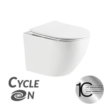 Desna CycleOn 2.0 - miska ustępowa wisząca bezkołnierzowa z deską